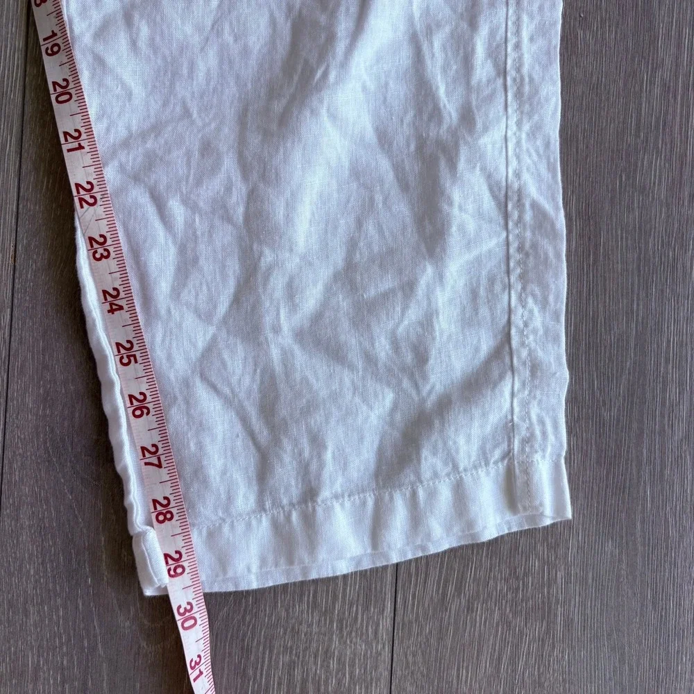 Club Room Luxury Mens XXL White 100% Linen Drawstring Elastic Waist Pants